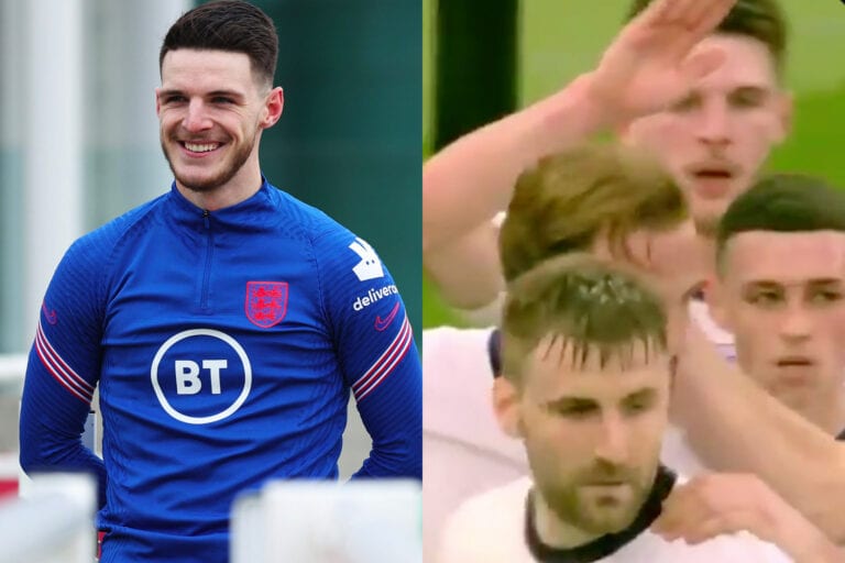 Declan Rice Clapping Declan Rice hilariously reacts to being left hanging in England celebration