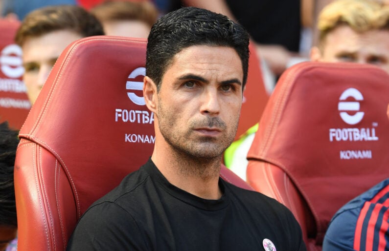 Mikel Arteta before Arsenal vs Leicester City