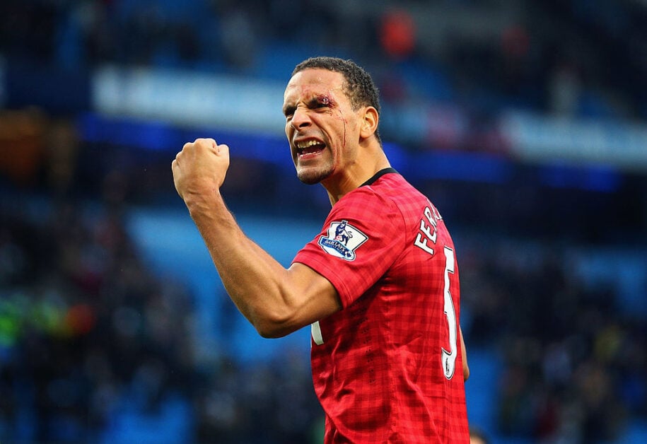 Rio Ferdinand playing for Manchester United