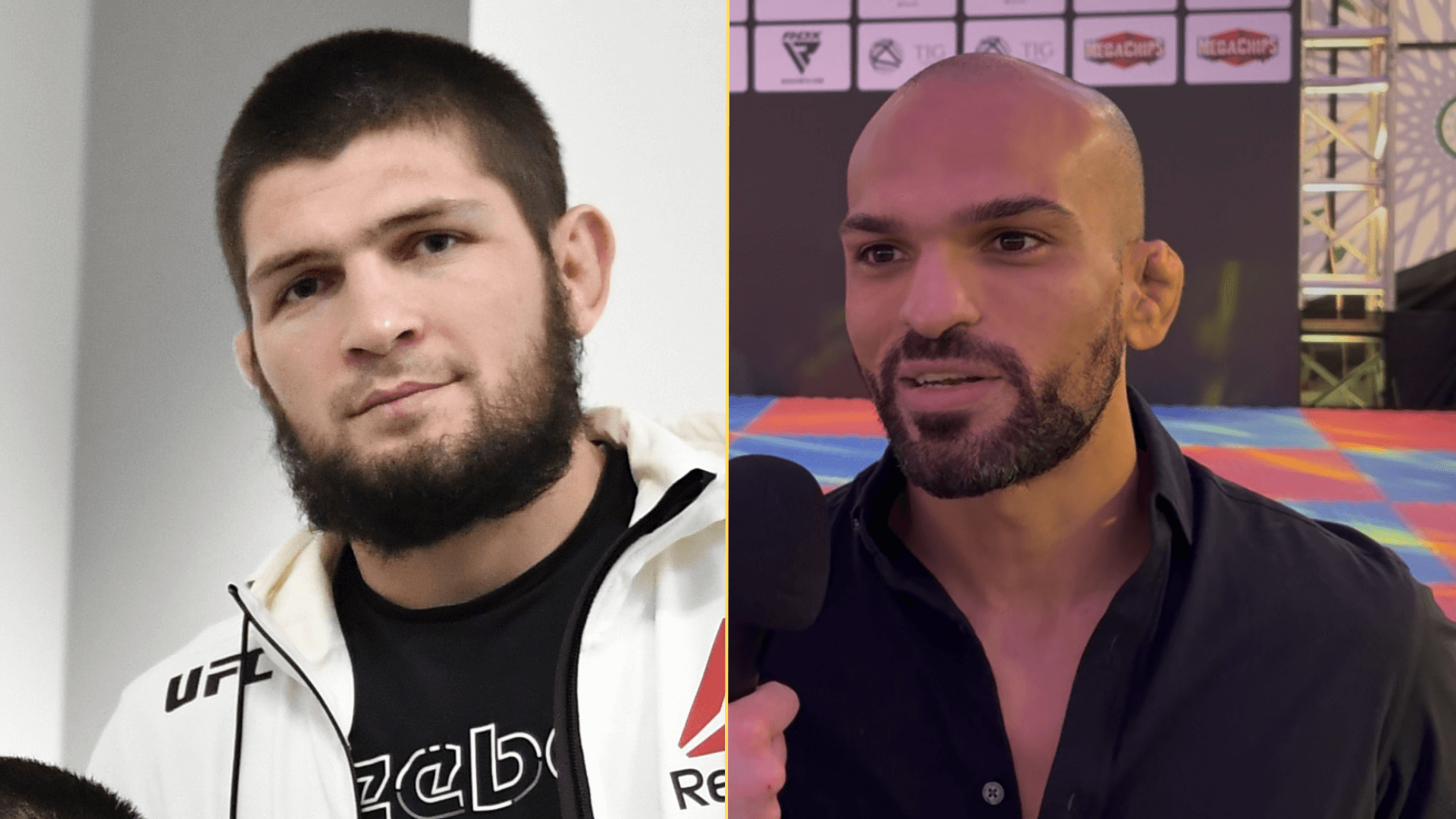 Split image of Khabib Nurmagomedov and Hamza Kooheji