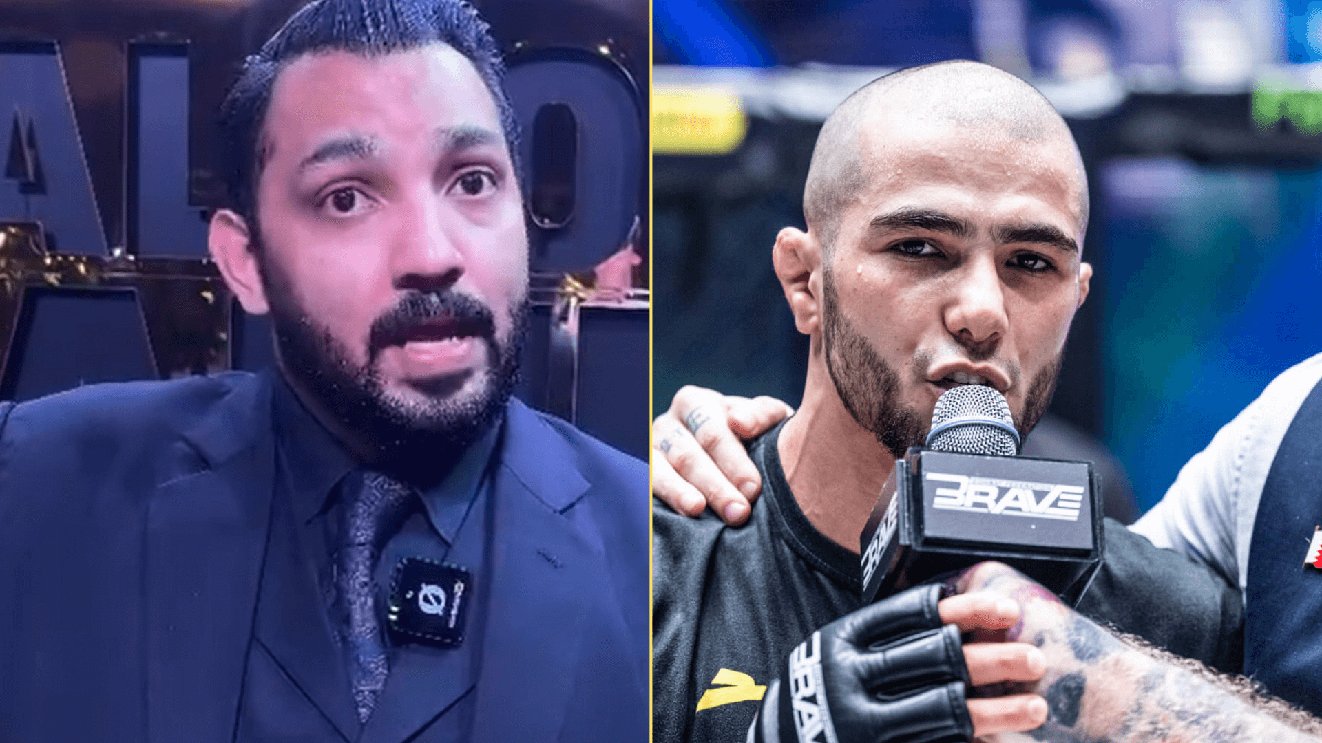 Split image of Mohammad Shahid and Muhammad Mokaev being interviewed