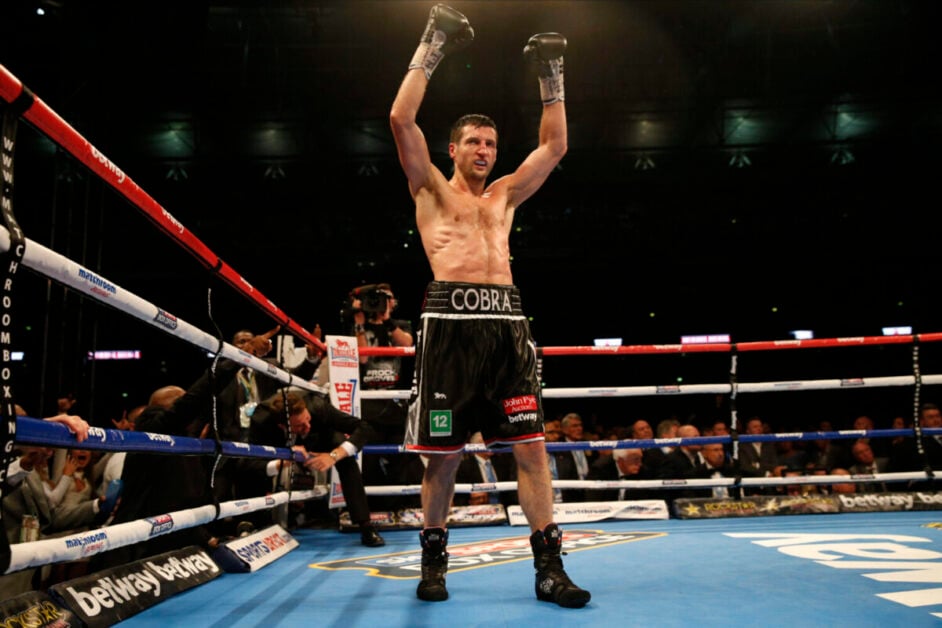 Carl Froch celebrates defeating George Groves