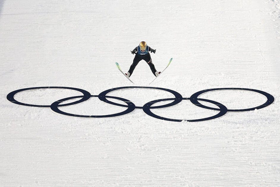 VAL DI FIEMME, ITALY - FEBRUARY 05: Annika Sieff of Team Italy in action during the Women's Normal Hill Training training session on day minus one of the Milano Cortina 2026 Winter Olympic games at Predazzo Ski Jumping Stadium on February 05, 2026 in Val di Fiemme, Italy. (Photo by Alex Slitz/Getty Images)