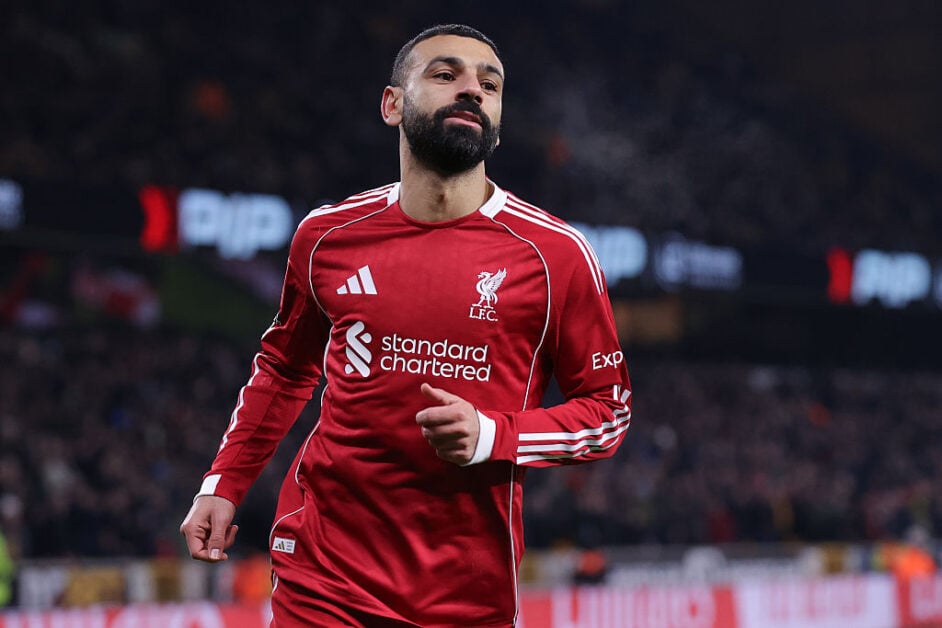 Mo Salah playing for Liverpool against Wolves