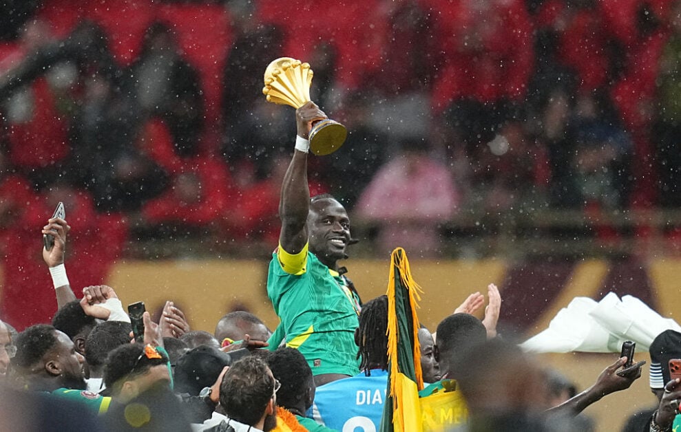 Sadio Mane celebrates AFCON win