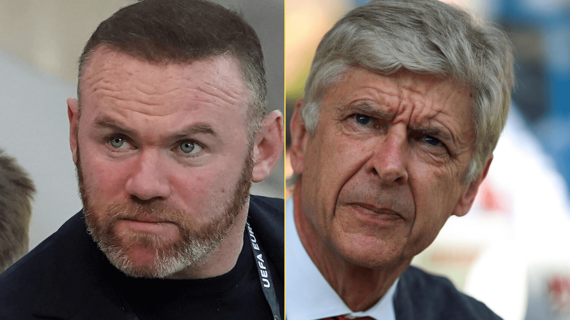 Split image of Wayne Rooney and Arsene Wenger at football matches
