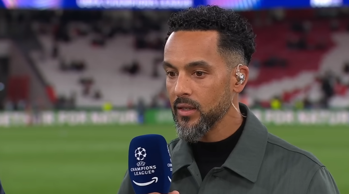 Theo Walcott doing punditry following Benfica vs Real Madrid