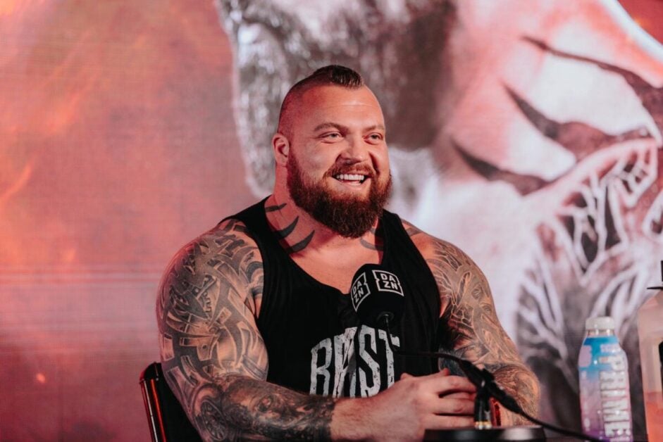 Eddie Hall at the launch press conference for his fight with Tommy Fury