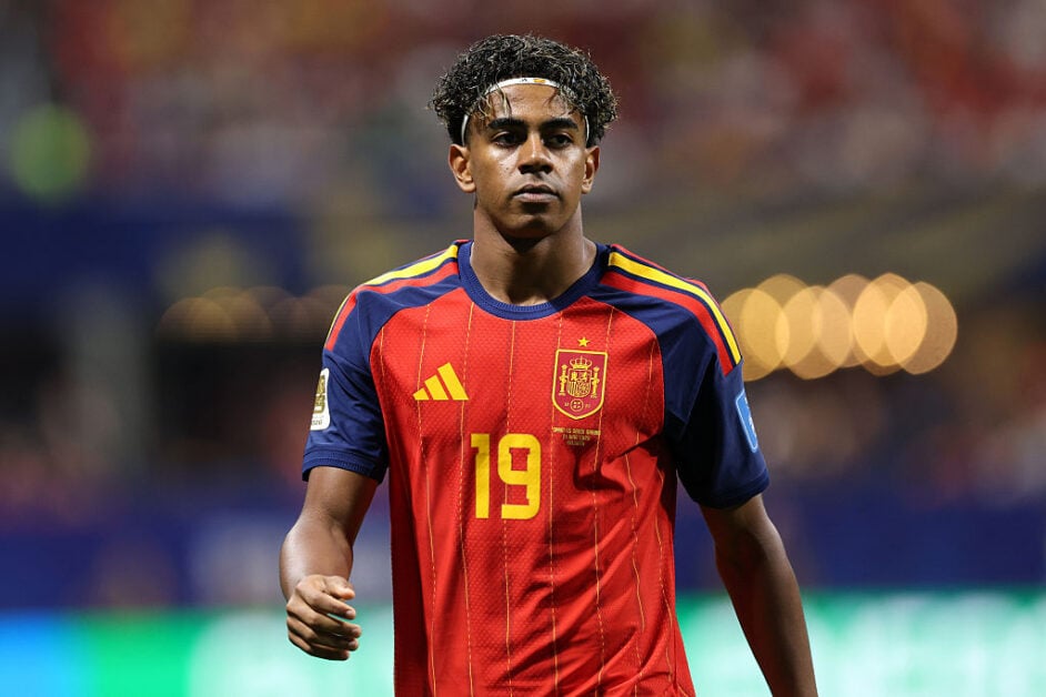 Lamine Yamal playing for Spain against Saudi Arabia at the FIFA World Cup 2026