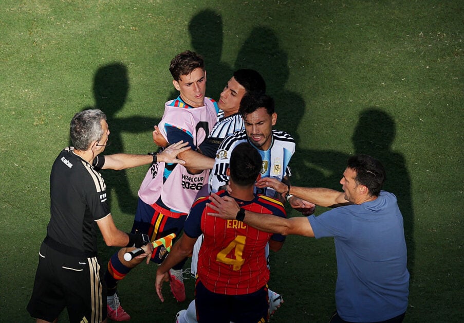 Leandro Paredes gets involved in a brawl after World Cup Final