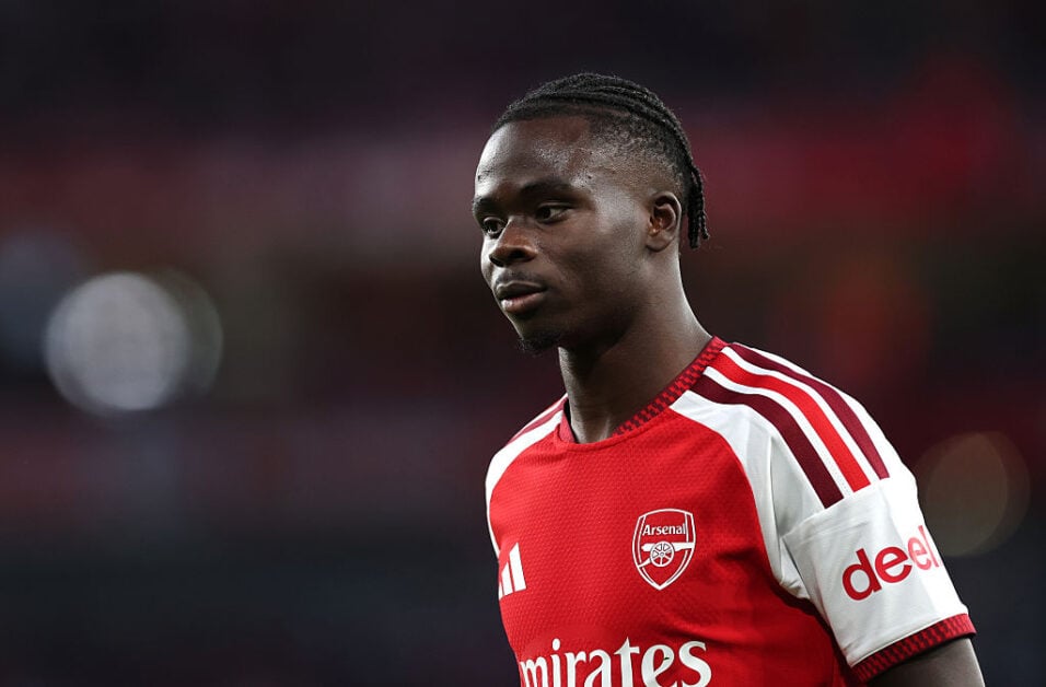 Bukayo Saka playing for Arsenal