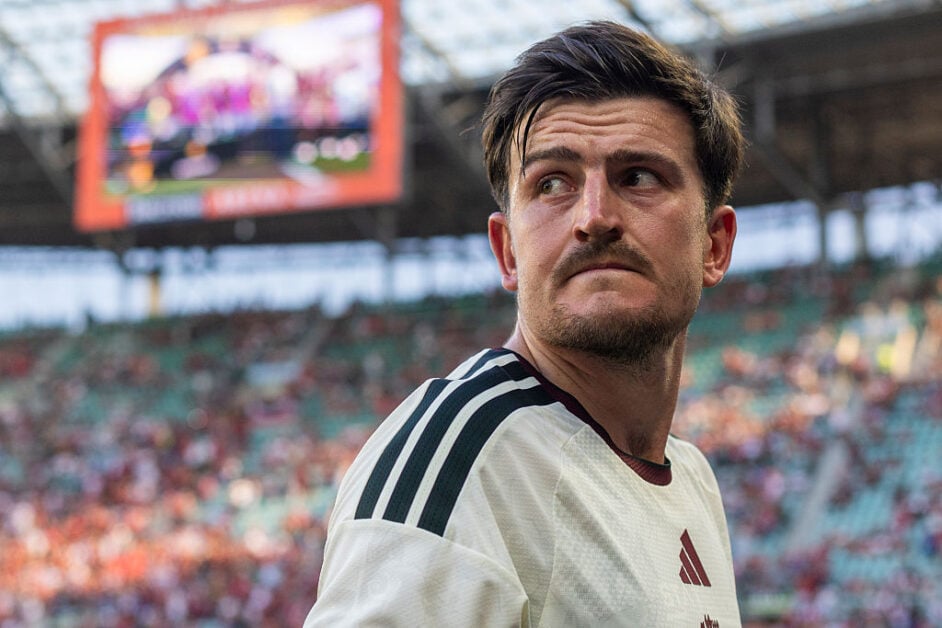 Harry Maguire playing for Manchester United against Hull