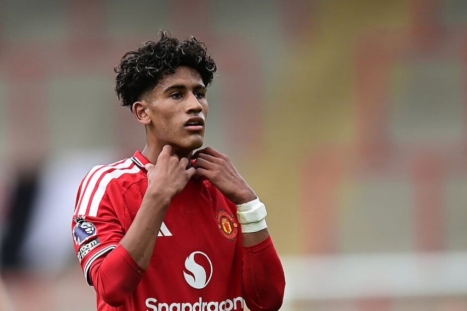 JJ Gabriel playing for Manchester United U21
